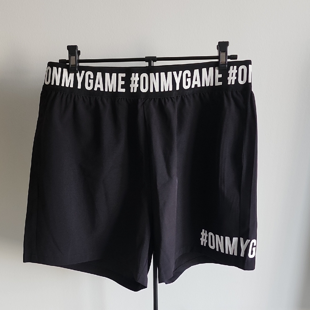 NEW Black Athletic Shorts with Hashtag Design